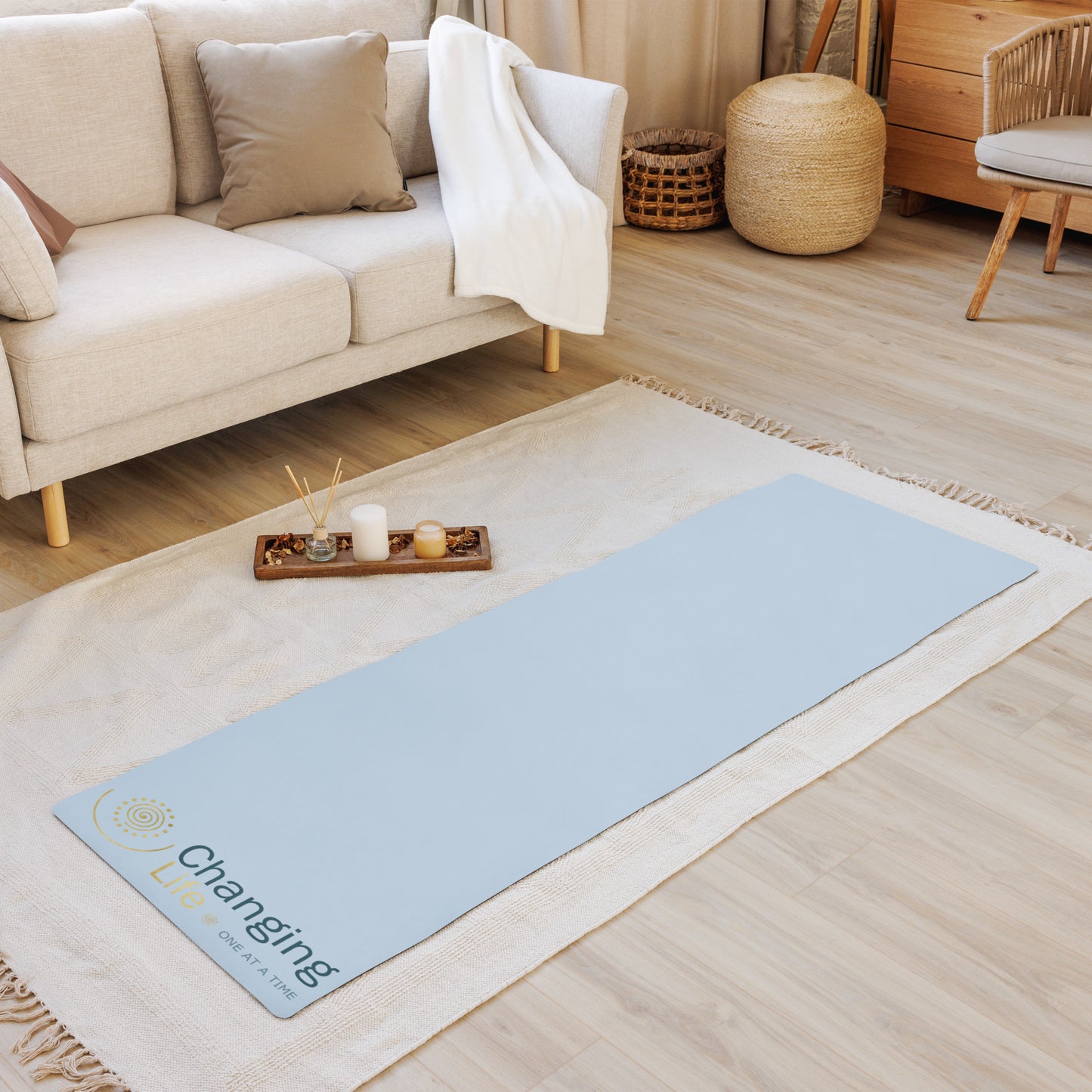 Changing Life blue yoga mat